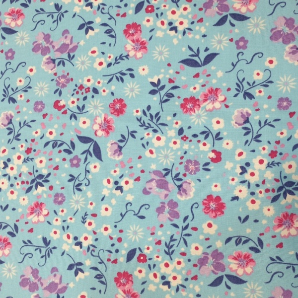 Floral Poplin Design 12 BLUE